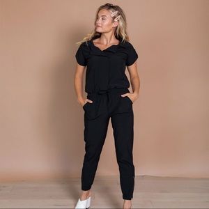 Albion black collared jumpsuit